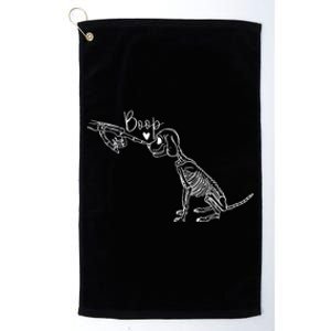 Funny Dog Skeleton Hand Boop Halloween Puppy Dog Lover Gift Platinum Collection Golf Towel