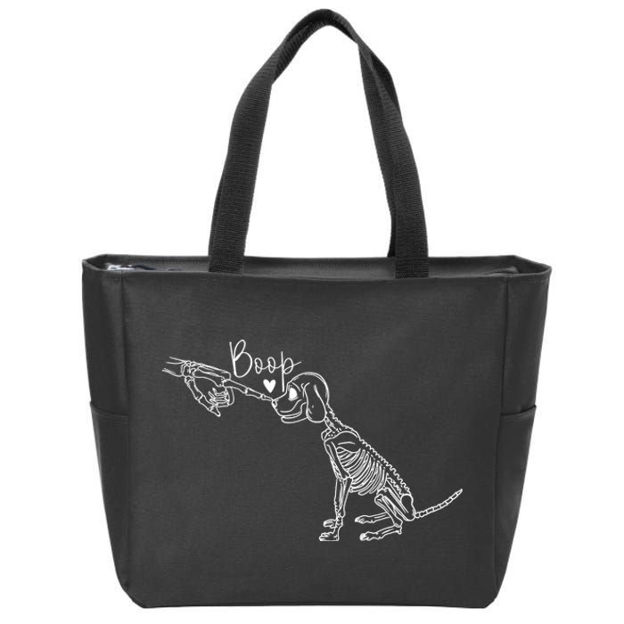 Funny Dog Skeleton Hand Boop Halloween Puppy Dog Lover Gift Zip Tote Bag