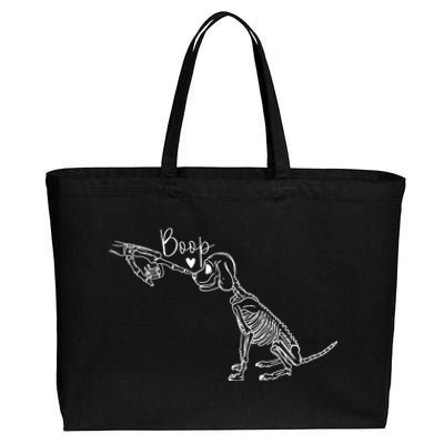 Funny Dog Skeleton Hand Boop Halloween Puppy Dog Lover Gift Cotton Canvas Jumbo Tote