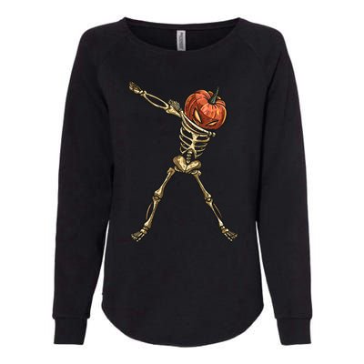 Funny Dabbing Skeleton Pumpkin Orange Lantern Print Gift Womens California Wash Sweatshirt