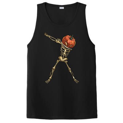 Funny Dabbing Skeleton Pumpkin Orange Lantern Print Gift PosiCharge Competitor Tank