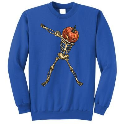 Funny Dabbing Skeleton Pumpkin Orange Lantern Print Gift Sweatshirt