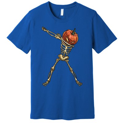 Funny Dabbing Skeleton Pumpkin Orange Lantern Print Gift Premium T-Shirt