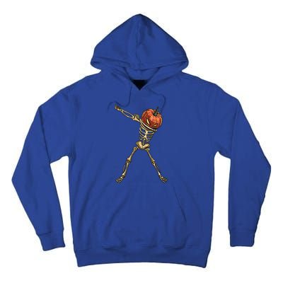 Funny Dabbing Skeleton Pumpkin Orange Lantern Print Gift Tall Hoodie