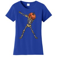 Funny Dabbing Skeleton Pumpkin Orange Lantern Print Gift Women's T-Shirt