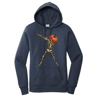 Funny Dabbing Skeleton Pumpkin Orange Lantern Print Gift Women's Pullover Hoodie