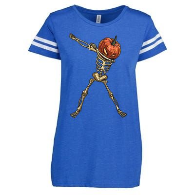 Funny Dabbing Skeleton Pumpkin Orange Lantern Print Gift Enza Ladies Jersey Football T-Shirt