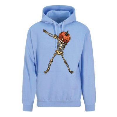 Funny Dabbing Skeleton Pumpkin Orange Lantern Print Gift Unisex Surf Hoodie