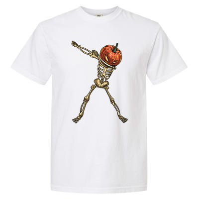 Funny Dabbing Skeleton Pumpkin Orange Lantern Print Gift Garment-Dyed Heavyweight T-Shirt