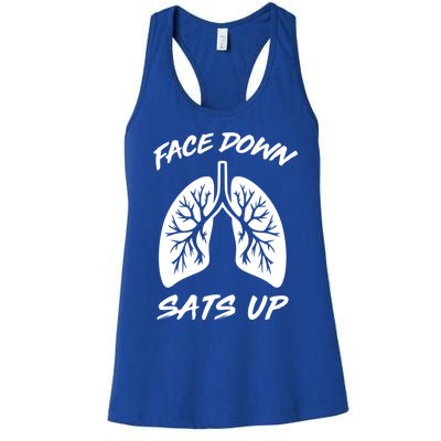 Face Down Sats Up Lungs Vintage Respiratory Therapist Rt Gift Women's Racerback Tank