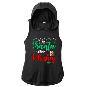 Funny Dear Santa Just Bring Whiskey Christmas Pajamas Ladies PosiCharge Tri-Blend Wicking Draft Hoodie Tank