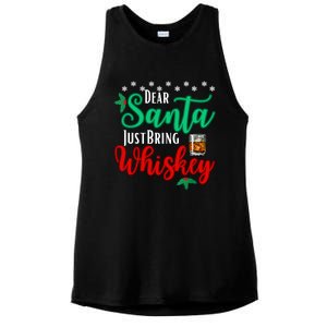 Funny Dear Santa Just Bring Whiskey Christmas Pajamas Ladies PosiCharge Tri-Blend Wicking Tank