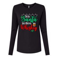 Funny Dear Santa Just Bring Whiskey Christmas Pajamas Womens Cotton Relaxed Long Sleeve T-Shirt