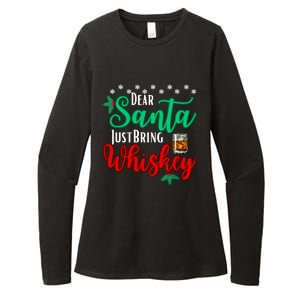 Funny Dear Santa Just Bring Whiskey Christmas Pajamas Womens CVC Long Sleeve Shirt