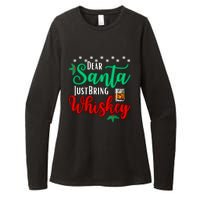 Funny Dear Santa Just Bring Whiskey Christmas Pajamas Womens CVC Long Sleeve Shirt