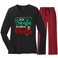 Funny Dear Santa Just Bring Whiskey Christmas Pajamas Women's Long Sleeve Flannel Pajama Set 