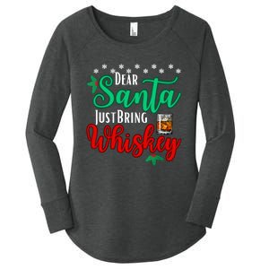 Funny Dear Santa Just Bring Whiskey Christmas Pajamas Women's Perfect Tri Tunic Long Sleeve Shirt