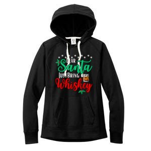 Funny Dear Santa Just Bring Whiskey Christmas Pajamas Women's Fleece Hoodie