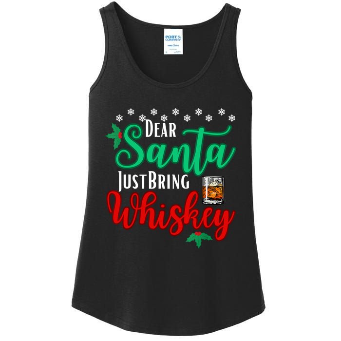 Funny Dear Santa Just Bring Whiskey Christmas Pajamas Ladies Essential Tank