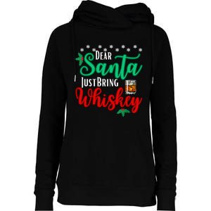 Funny Dear Santa Just Bring Whiskey Christmas Pajamas Womens Funnel Neck Pullover Hood