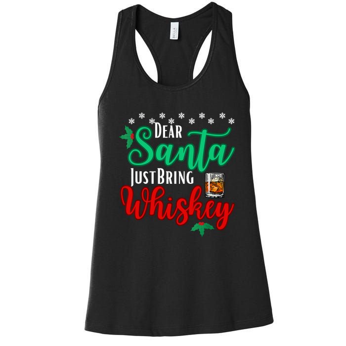 Funny Dear Santa Just Bring Whiskey Christmas Pajamas Women's Racerback Tank