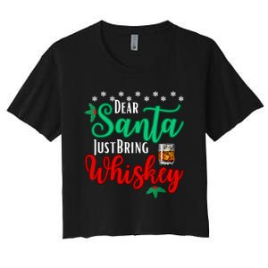 Funny Dear Santa Just Bring Whiskey Christmas Pajamas Women's Crop Top Tee