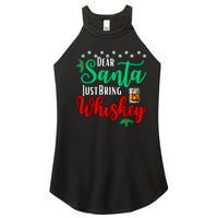 Funny Dear Santa Just Bring Whiskey Christmas Pajamas Women's Perfect Tri Rocker Tank