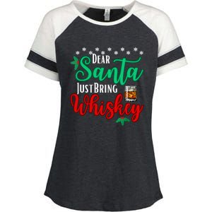 Funny Dear Santa Just Bring Whiskey Christmas Pajamas Enza Ladies Jersey Colorblock Tee