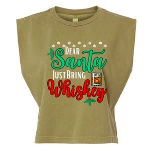 Funny Dear Santa Just Bring Whiskey Christmas Pajamas Garment-Dyed Women's Muscle Tee