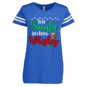 Funny Dear Santa Just Bring Whiskey Christmas Pajamas Enza Ladies Jersey Football T-Shirt