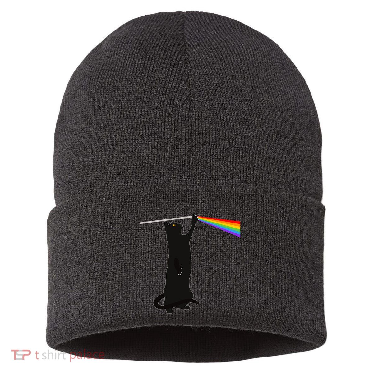 Funny Dark Side Of The Cat Sustainable Knit Beanie