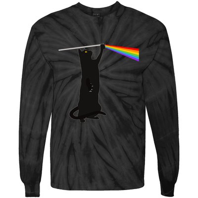 Funny Dark Side Of The Cat Tie-Dye Long Sleeve Shirt