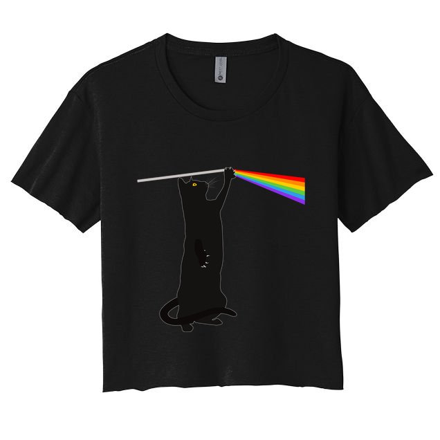 Funny Dark Side Of The Cat Crop Top
