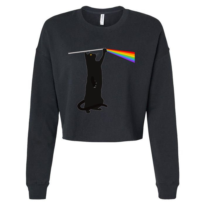 Funny Dark Side Of The Cat Cropped Pullover Crew