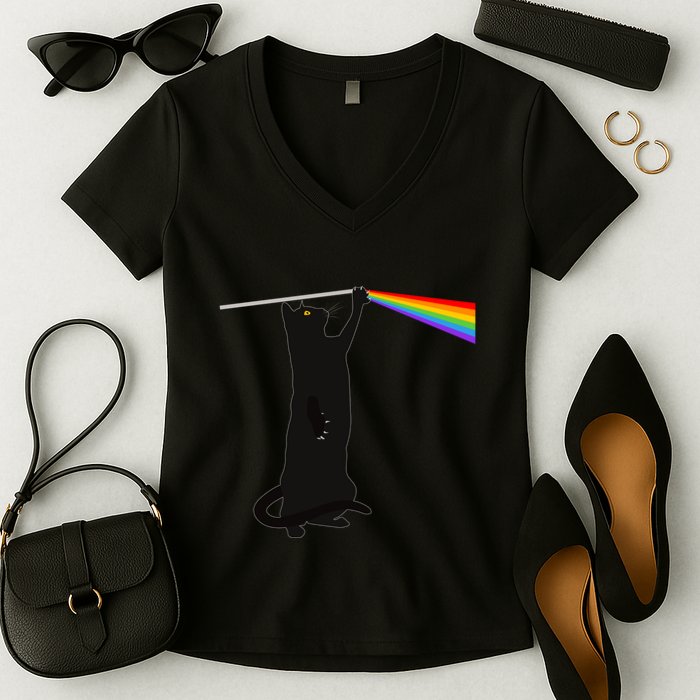 Funny Dark Side Of The Cat Women's V-Neck T-Shirt