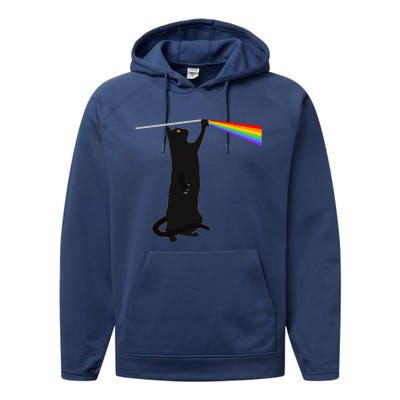 Funny Dark Side Of The Cat Performance Fleece Hoodie