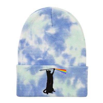 Funny Dark Side Of The Cat Tie Dye 12in Knit Beanie