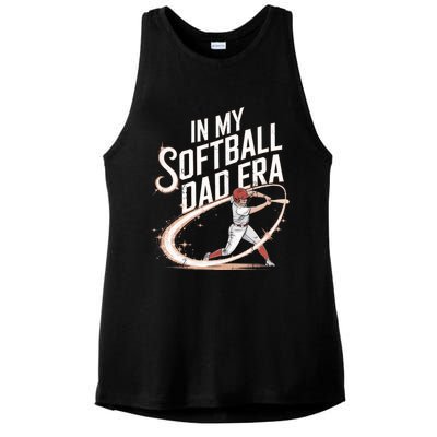 FatherS Day Softball In My Softball Dad Era Softball Parent Gift Ladies PosiCharge Tri-Blend Wicking Tank