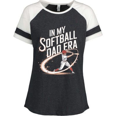 FatherS Day Softball In My Softball Dad Era Softball Parent Gift Enza Ladies Jersey Colorblock Tee