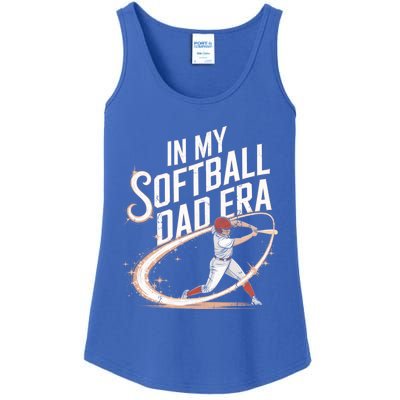 FatherS Day Softball In My Softball Dad Era Softball Parent Gift Ladies Essential Tank