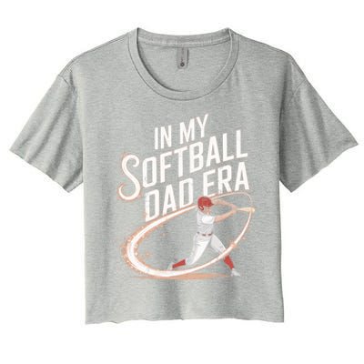 FatherS Day Softball In My Softball Dad Era Softball Parent Gift Women's Crop Top Tee