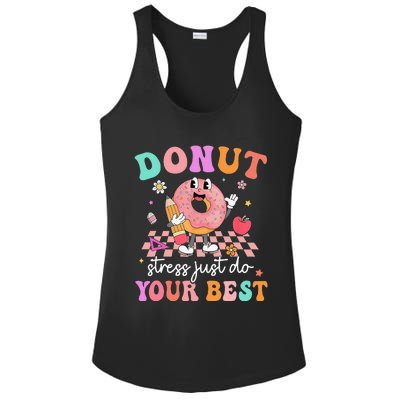 Funny Donut Stress Just Do Your Best Test Day Ladies PosiCharge Competitor Racerback Tank