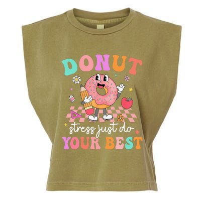 Funny Donut Stress Just Do Your Best Test Day Garment-Dyed Women's Muscle Tee