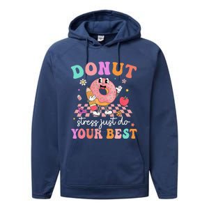 Funny Donut Stress Just Do Your Best Test Day Performance Fleece Hoodie