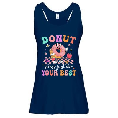 Funny Donut Stress Just Do Your Best Test Day Ladies Essential Flowy Tank