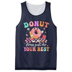 Funny Donut Stress Just Do Your Best Test Day Mesh Reversible Basketball Jersey Tank