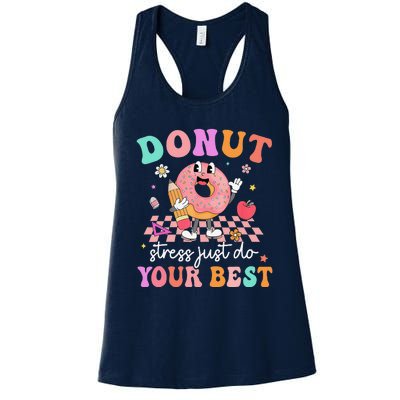 Funny Donut Stress Just Do Your Best Test Day Women's Racerback Tank