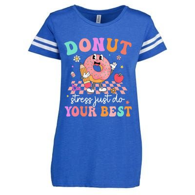 Funny Donut Stress Just Do Your Best Test Day Enza Ladies Jersey Football T-Shirt