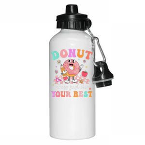 Funny Donut Stress Just Do Your Best Test Day Aluminum Water Bottle