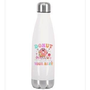 Funny Donut Stress Just Do Your Best Test Day Stainless Steel Insulated Water Bottle